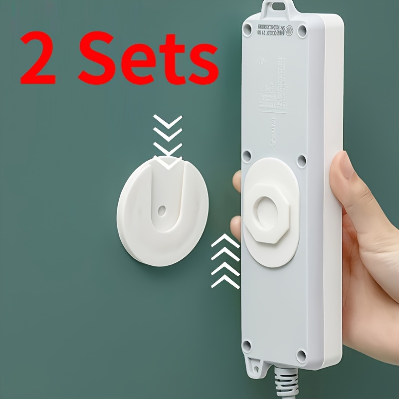 2pcs Self Adhesive Power Strip Holder Fixator Wall Mount Plug-In Socket Fixer Bracket Stand for Remote Control Router Desk Computer Kitchen Home