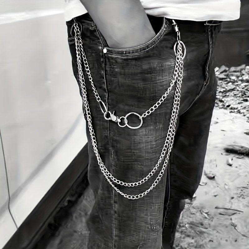 Punk Layered Chain Pants Chain For Men Trendy Hip Hop Hollow - Temu