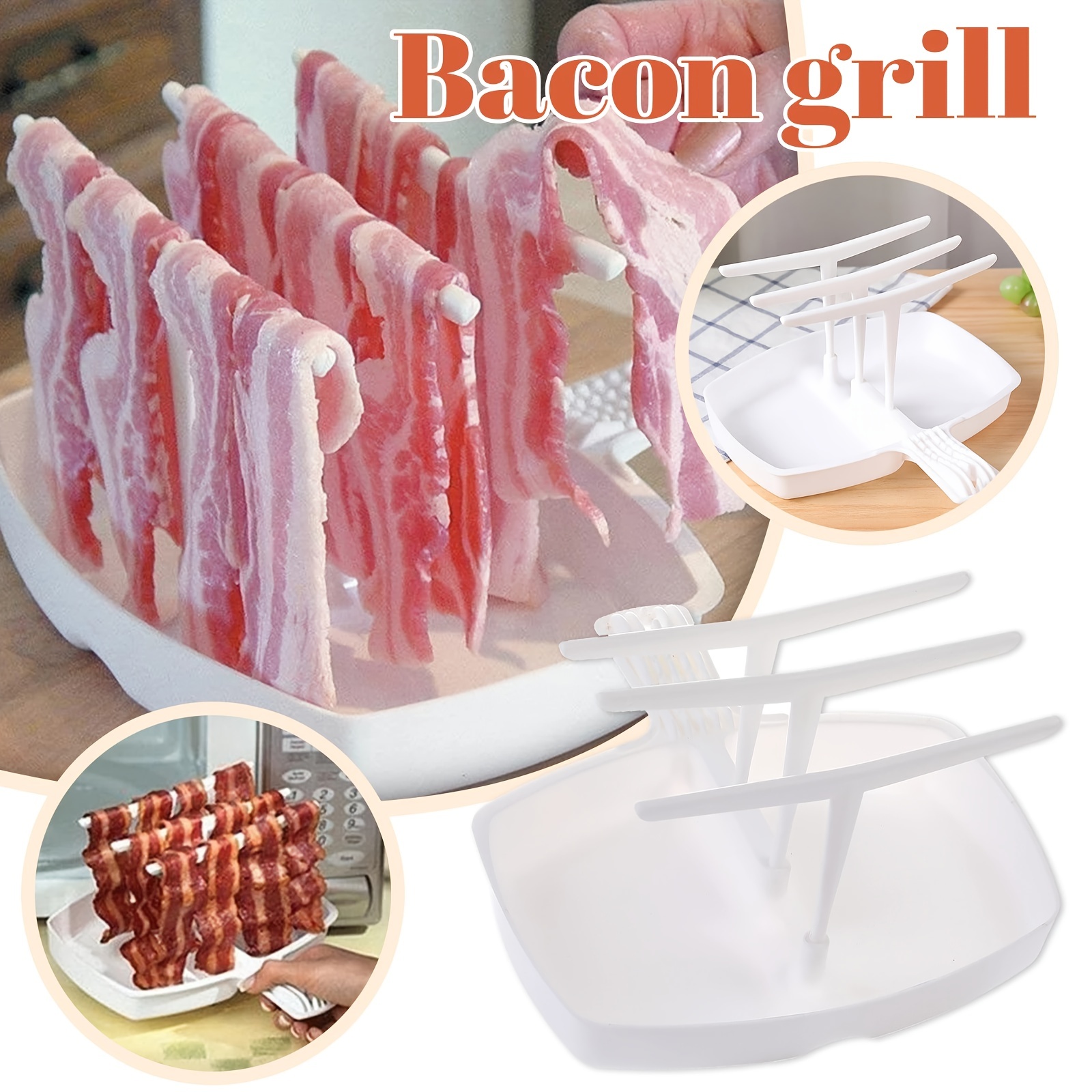 2 Pieces Microwave Bacon Tray Microwave Bacon Cooker Grill Rack Piratical  Baking Oven Tray for Frozen Snacks, Frozen Pizza Cooking Supplies, Grey