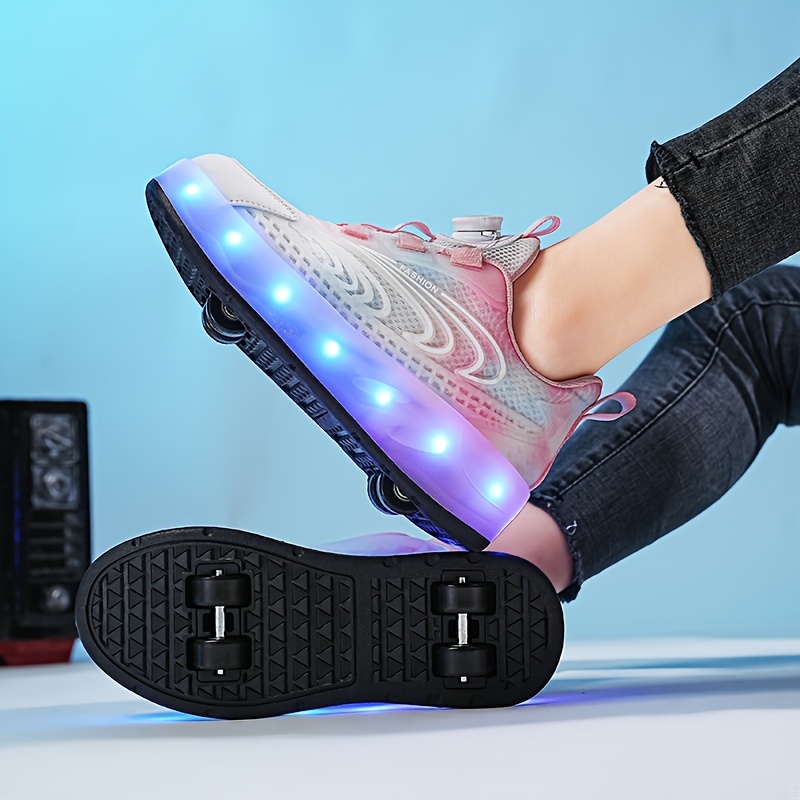 Chaussures À Roulettes Led Filles Boucle Rotative Baskets - Temu