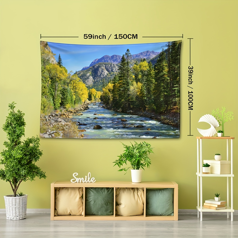 Pine Tree Waterfall Landscape Tapestry Wall Hanging Bohemian - Temu