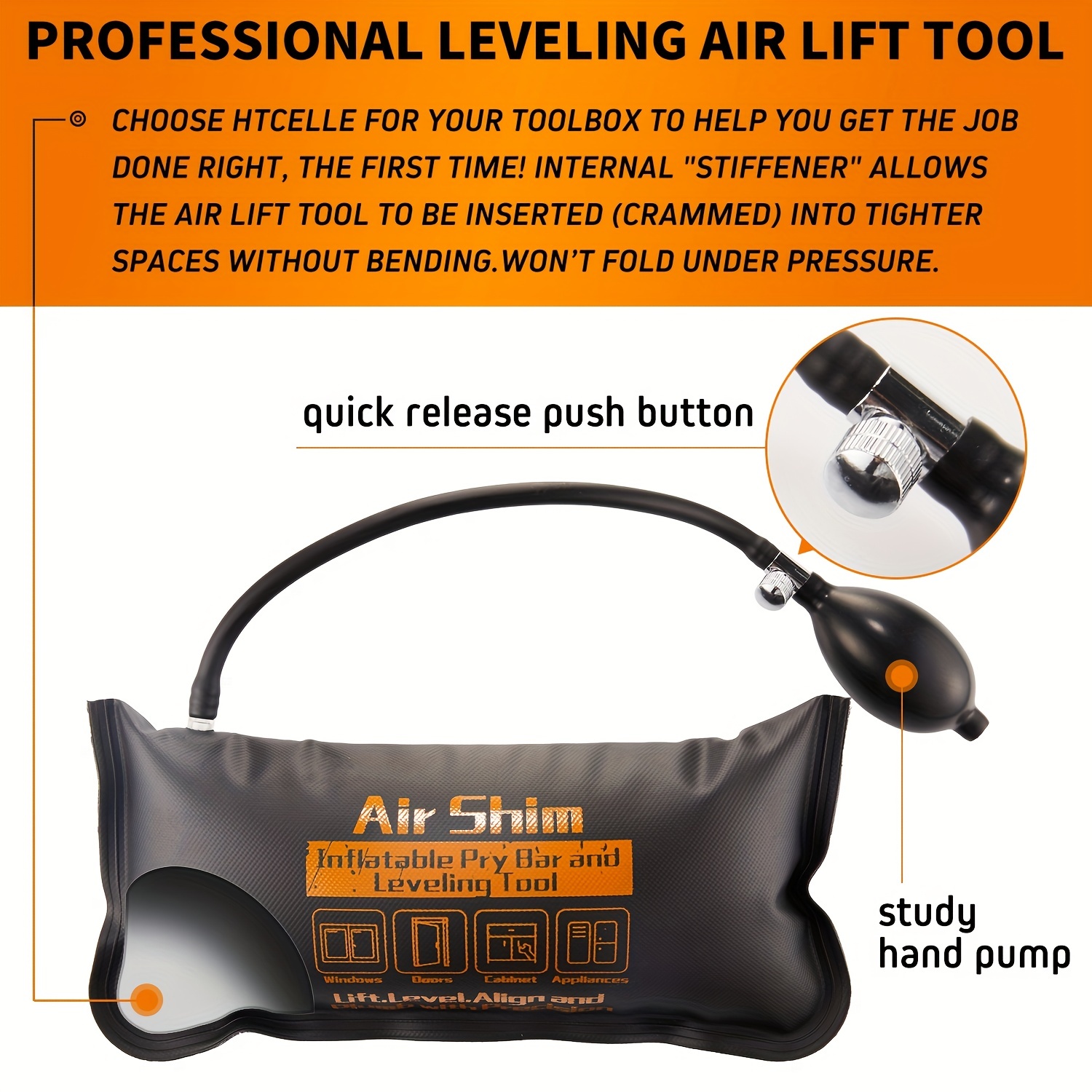 Air Wedge Bag Kit,Air Wedge Bag Pump, 3 Pack Commercial Inflatable Air Wedge