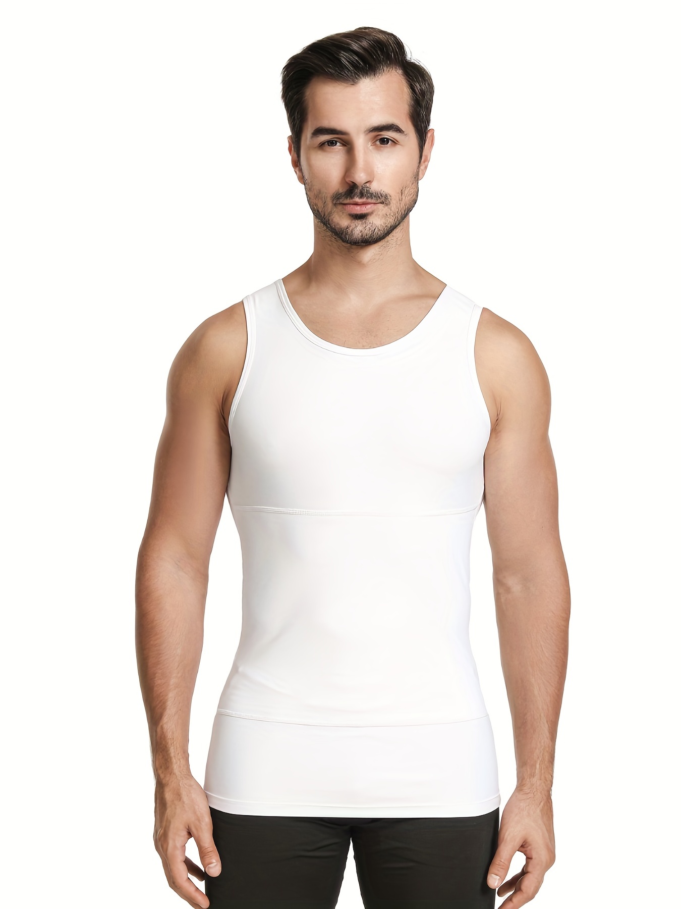 Gynecomastia Men Compression Shirt White Tank Top Body Shaper