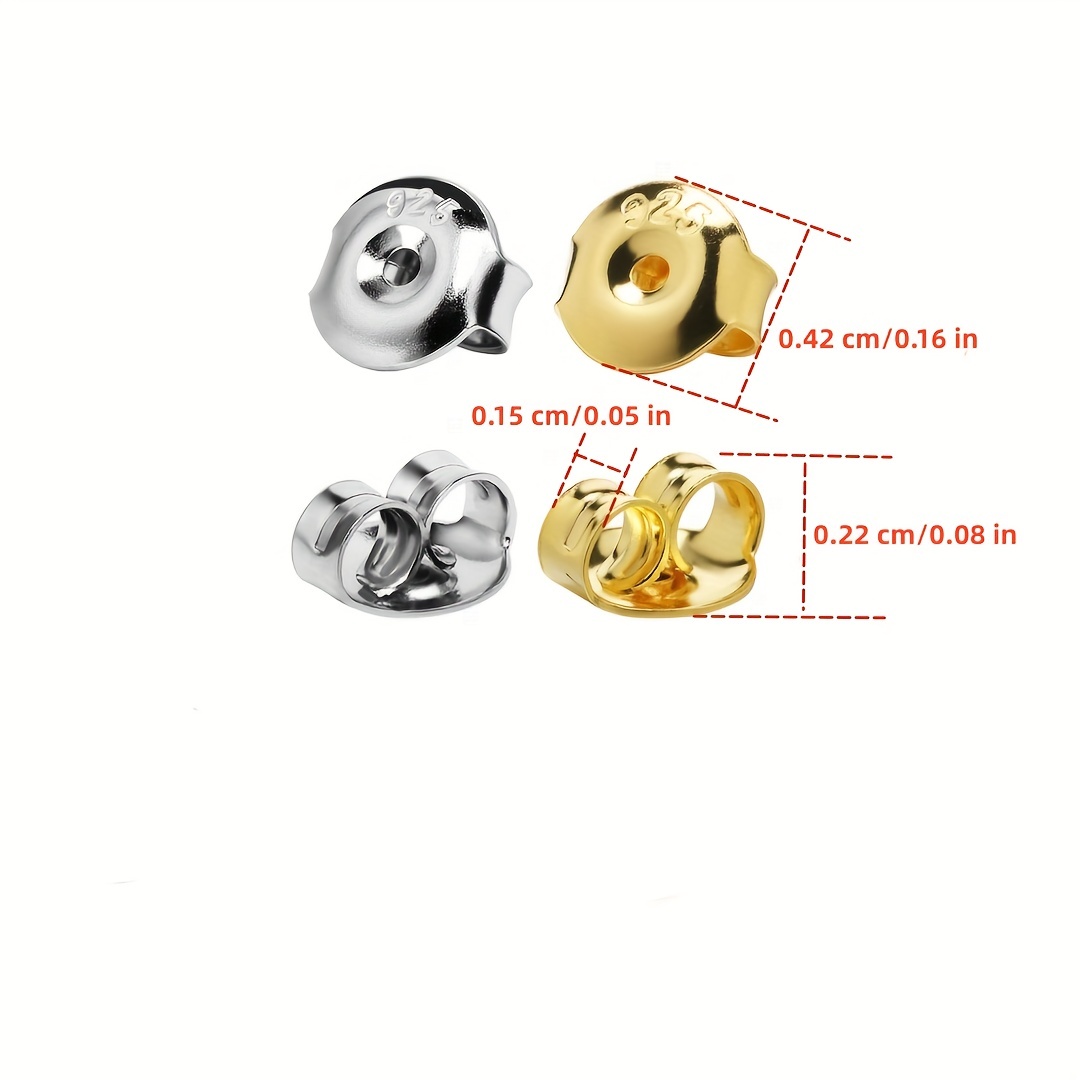 3 Pair Plated White Gold Earring Backs,925 Sterling Silver Earring Backs  For Stud Secure,hypoallergenic Earring Backs Safely Locking Earring Backs  For