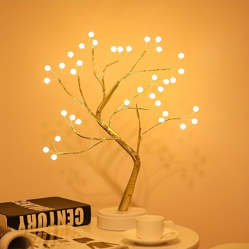 1pc Copper Wire Pearl Tree Light Gypsophila Gift Bedroom Christmas
