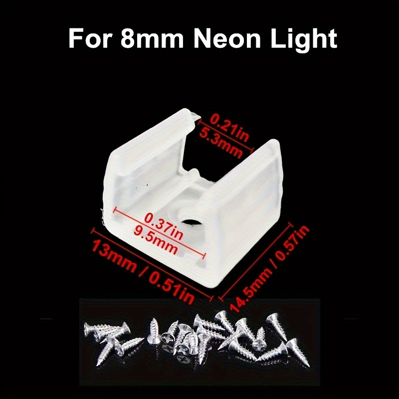 100pcs LED Neon Mounting Clips Fixing Clamps Holder for 6mm LED Strip Lights  New