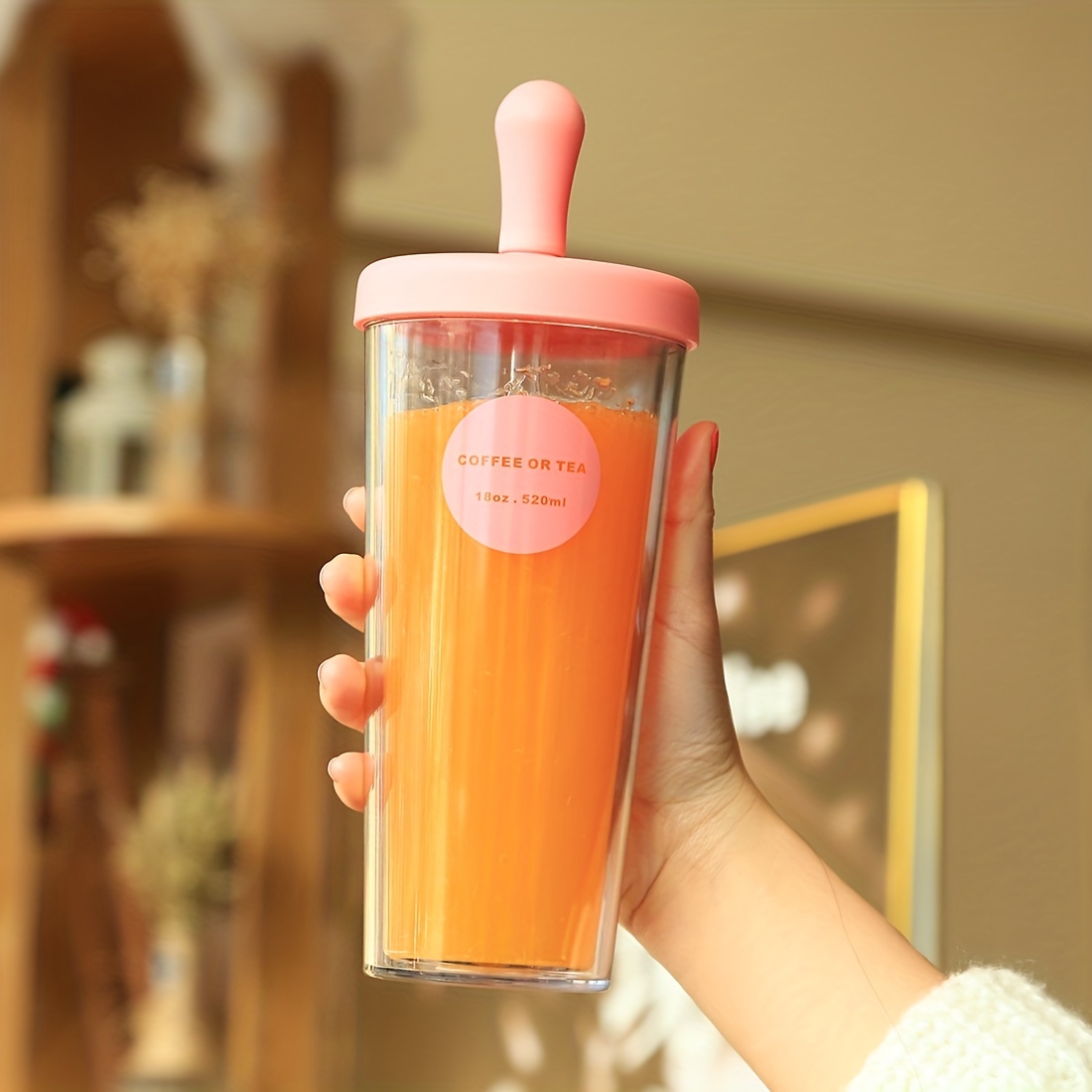 520ML Glitter Water Bottle Double Layer Tumbler with straw Water