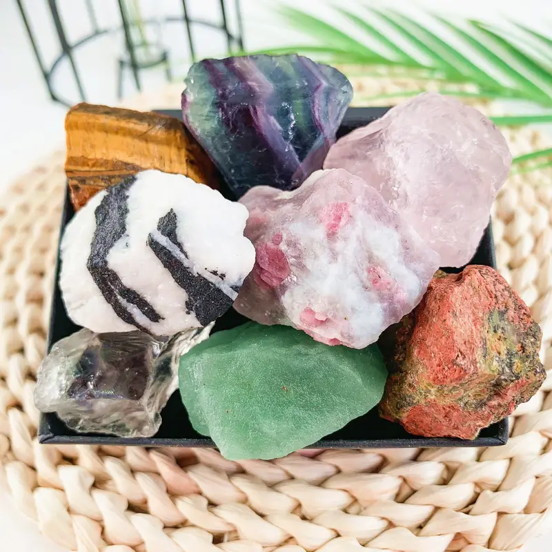 Natural Large Size Crystals And Gemstone Collection Box, Chakra