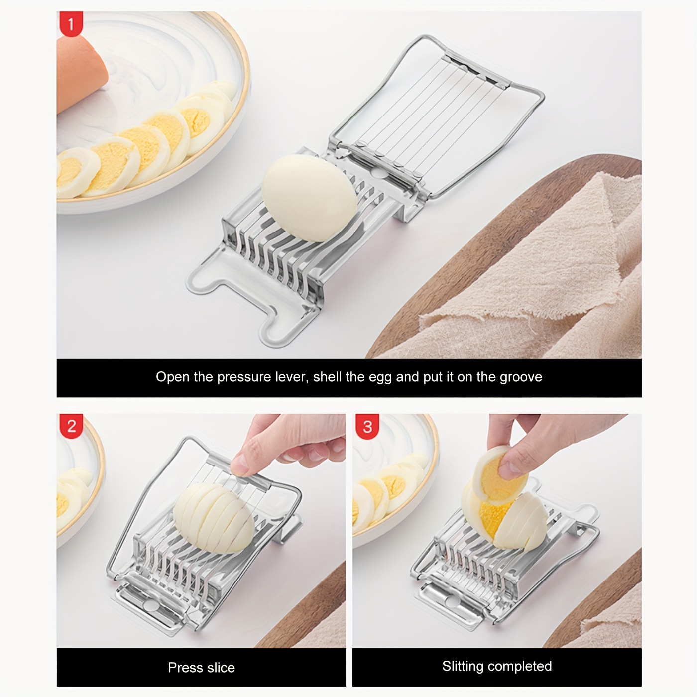 1pc Dual Function Egg Slicer, Multi-purpose Egg Chopper For Boiled