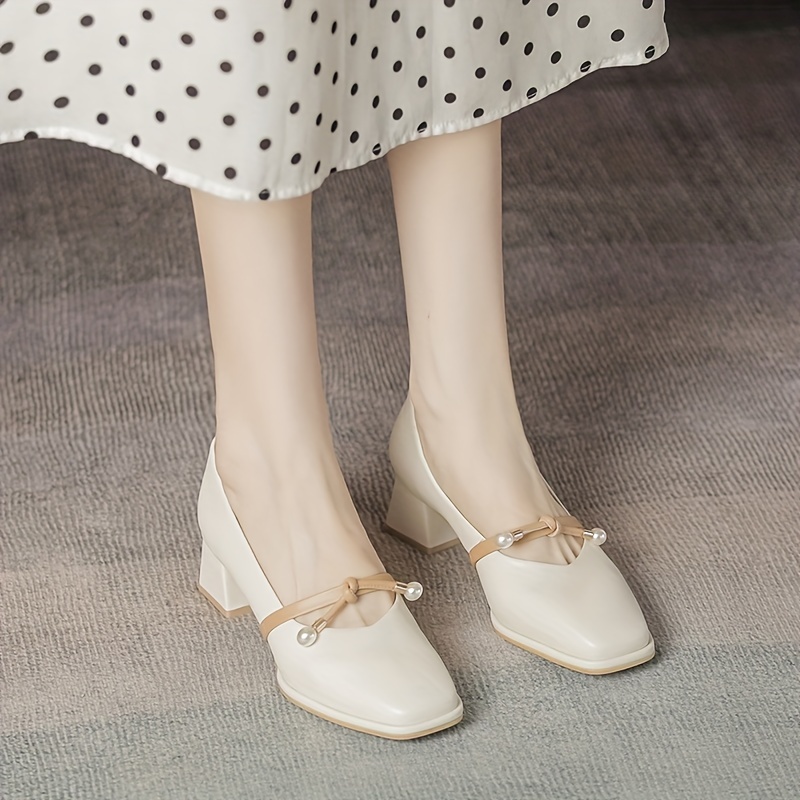 Zapatos Elegantes Color Sólido Mujer Zapatos Cómodos Tacón - Temu