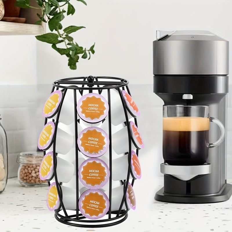 Soporte para cápsulas de café, soporte para cápsulas de café compatible con  cápsulas Nespresso Vertuo, cajón de cápsulas de café resistente, negro, a