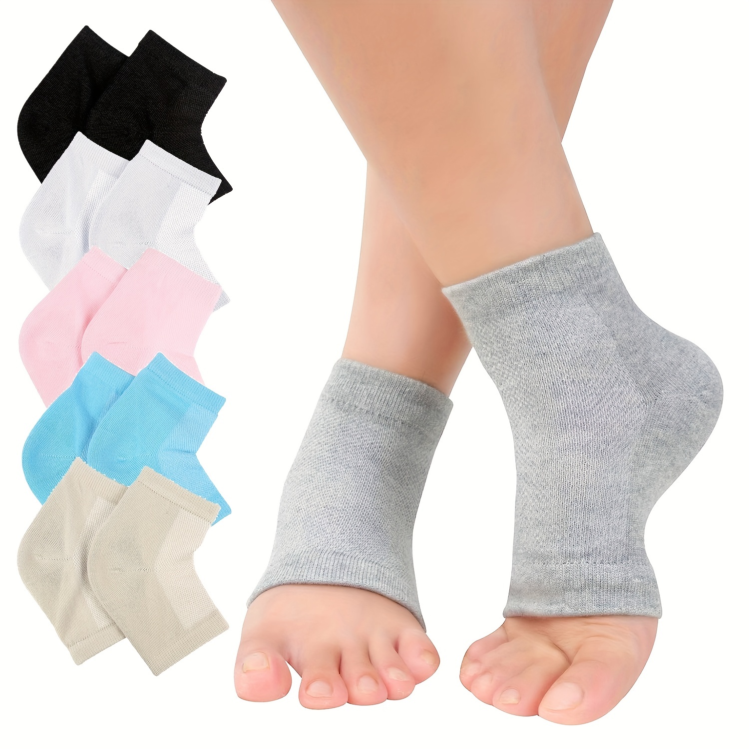 2 Pairs Moisturizing Socks Toeless Moisturize Socks Spa Gel Heel Socks Gel  Sleep Socks for Women Men Repair Dry Rough Cracked Heels 