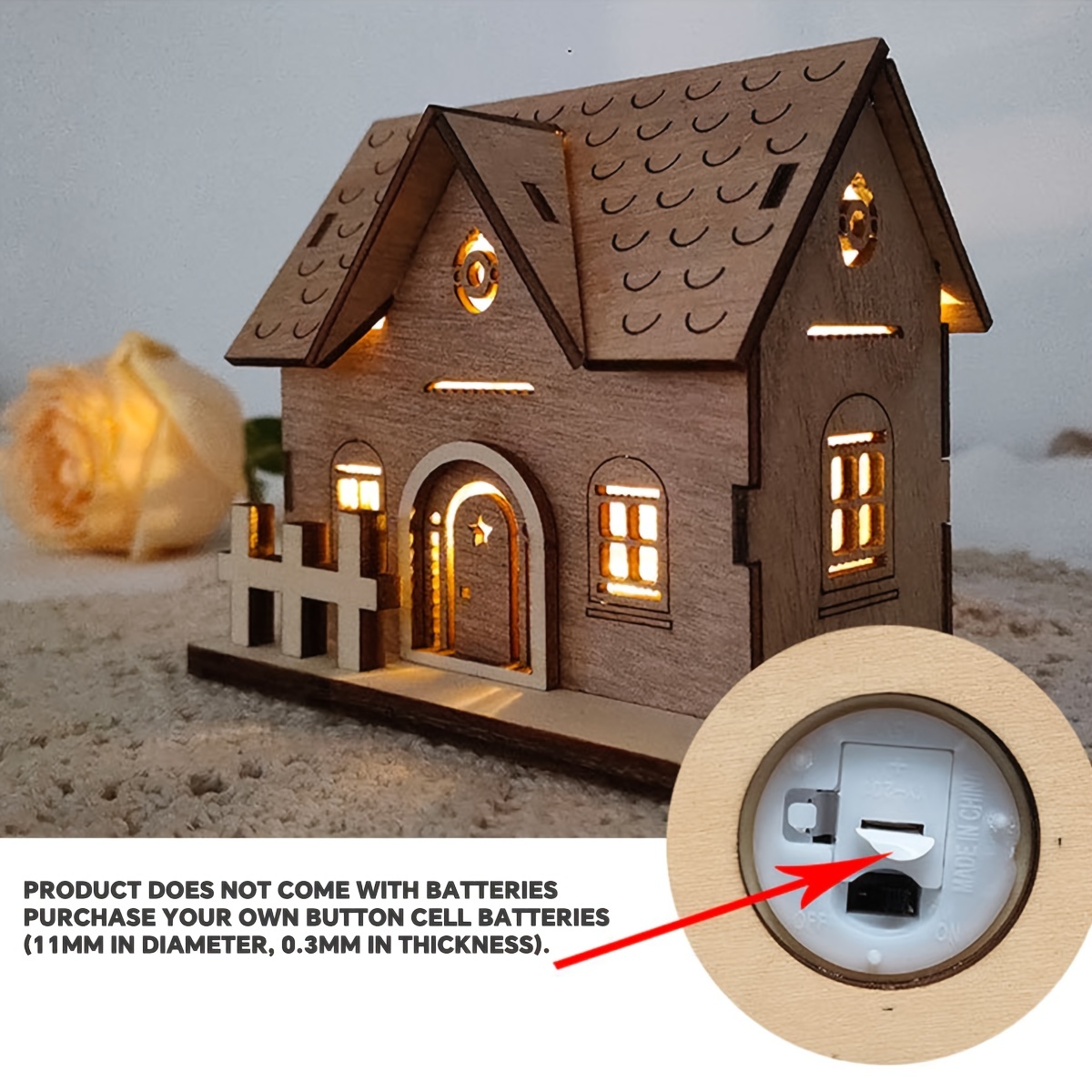 Christmas Wooden Luminous Small Wooden House Decor Small - Temu