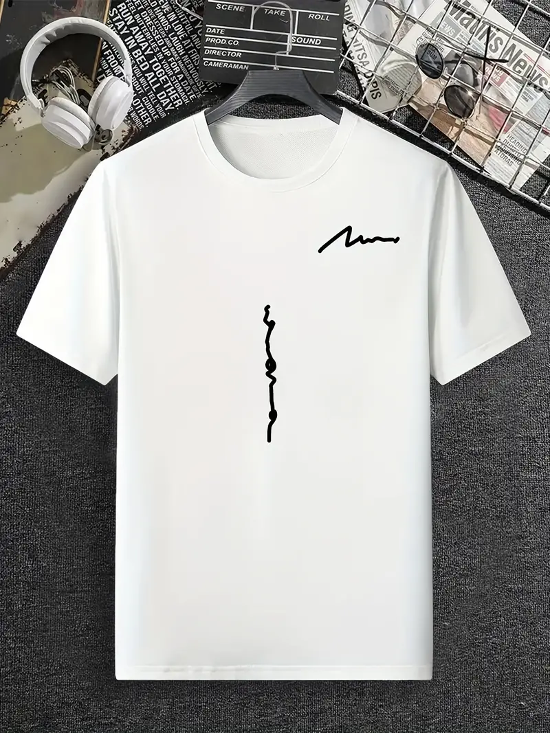 Camiseta Estampado Línea Moda Hombre Camiseta Interior Manga - Temu