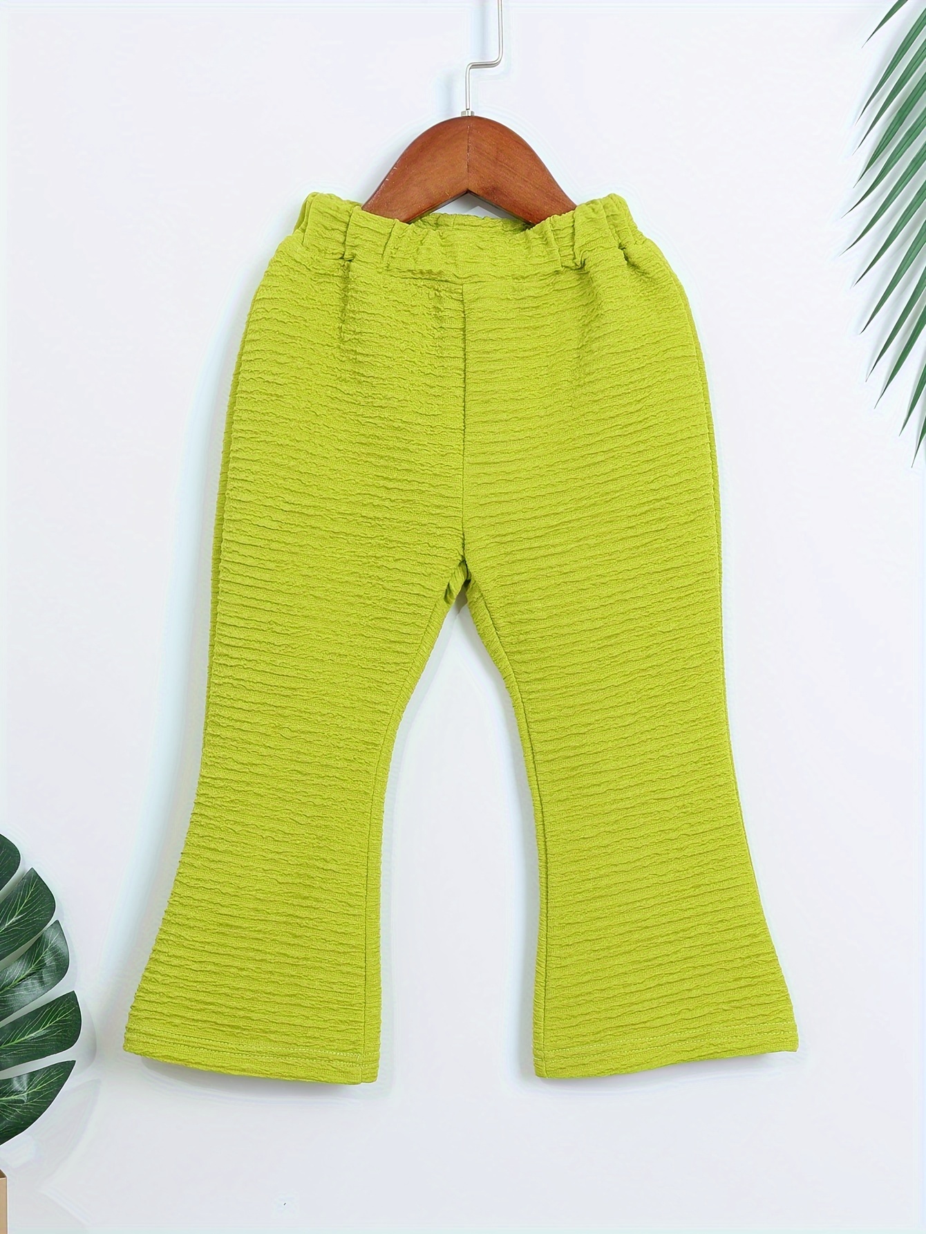 Young Girls Flare Leg Trousers Spring/fall Thick Knit - Temu