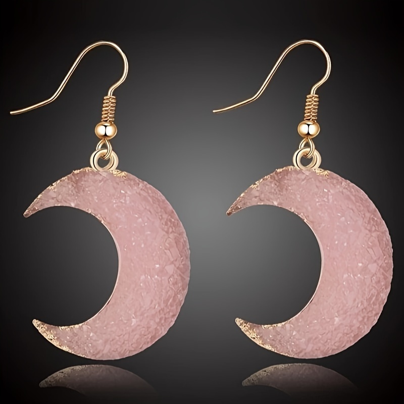 light pink color moon design dangle earrings elegant simple   earrings delicate female gift for eid ramadan 1