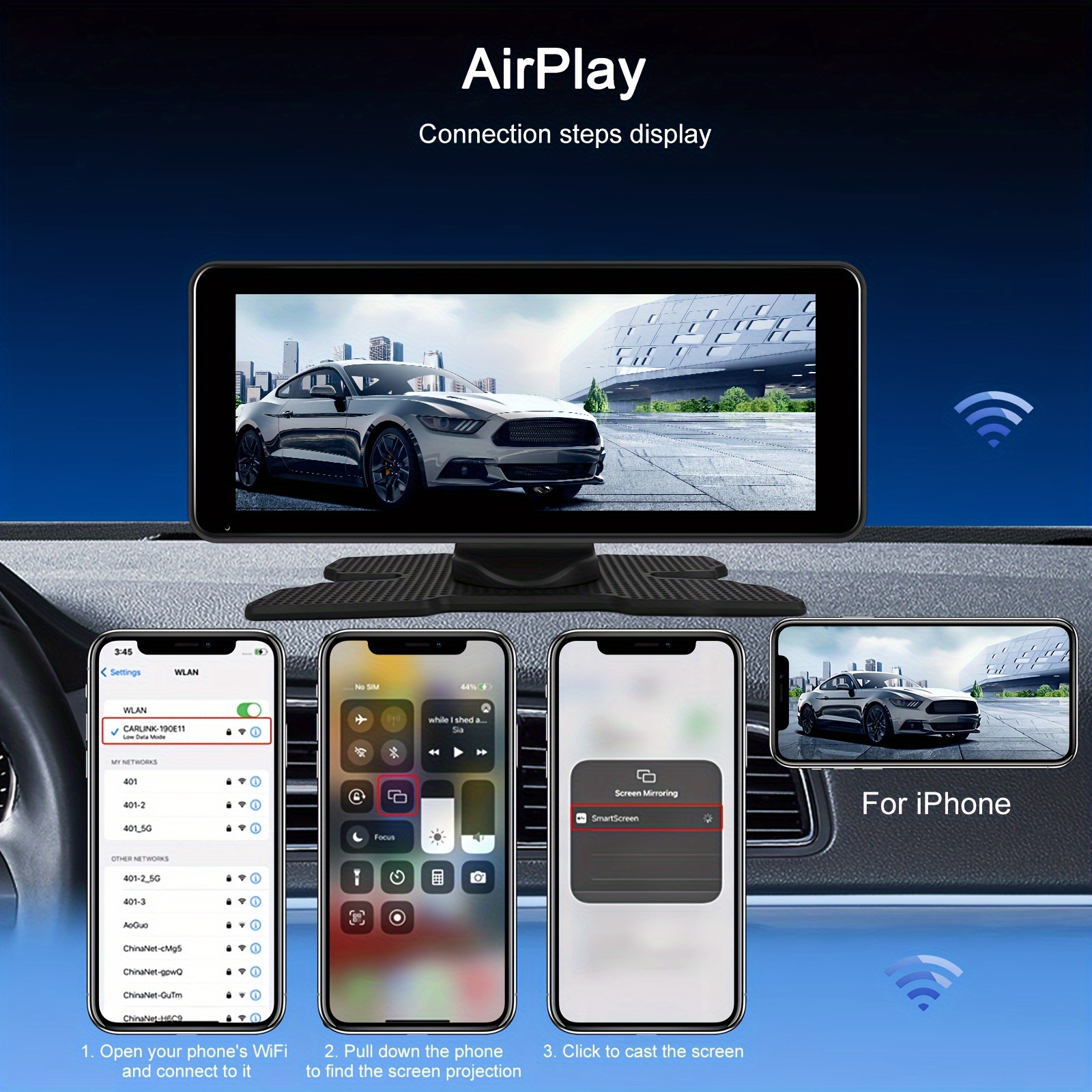 7 Pulgadas Pantalla Coche Portátil Carplay Montaje Tablero - Temu