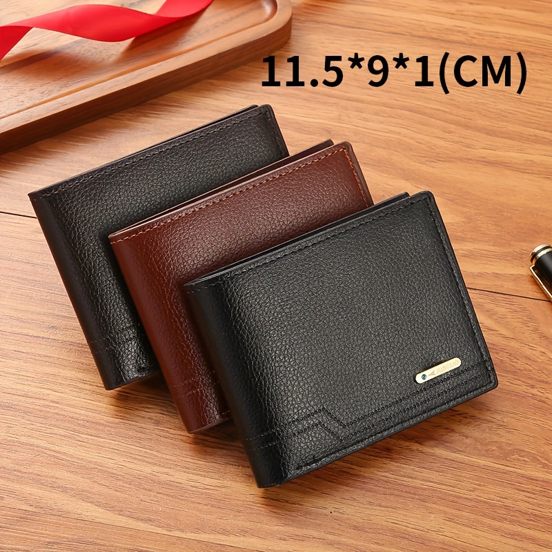 

New Men's Wallet Male Short Money Clip Fashion Casual Lychee Pattern Soft Leather Clip Multi-card Large Capacity Small Wallet