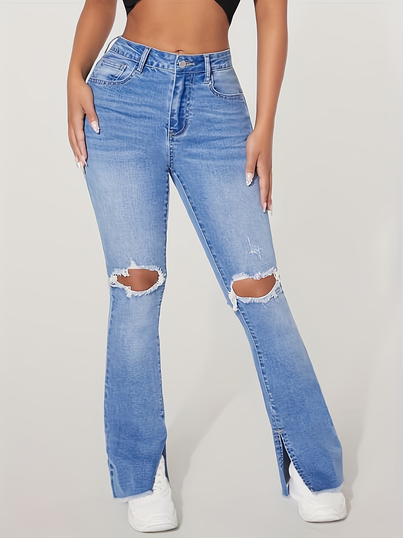 Petite High Waist Split Hem Jeans