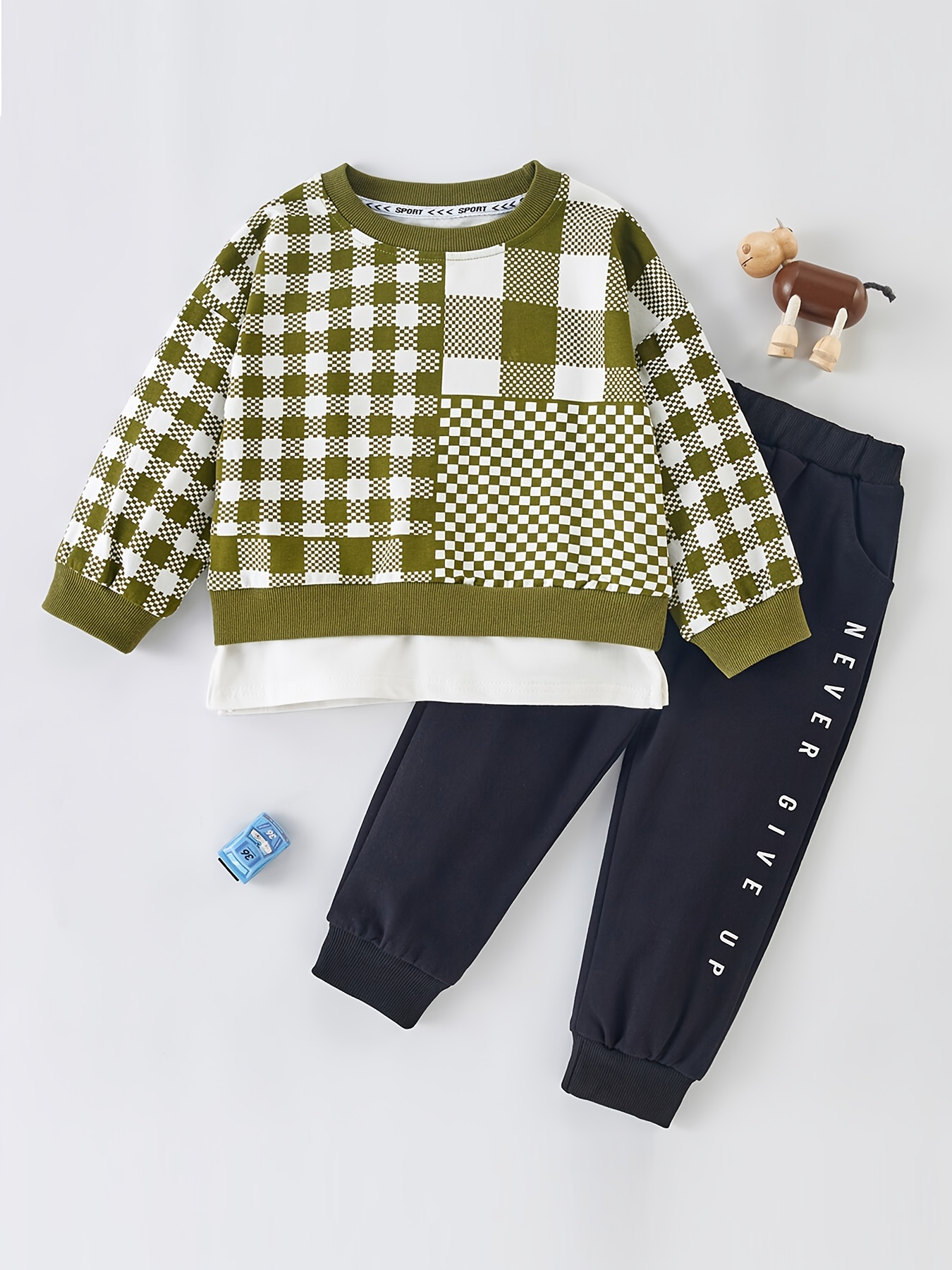 Boy Plaid Pullover Top + Pants Set Baby Clothes - Temu New Zealand