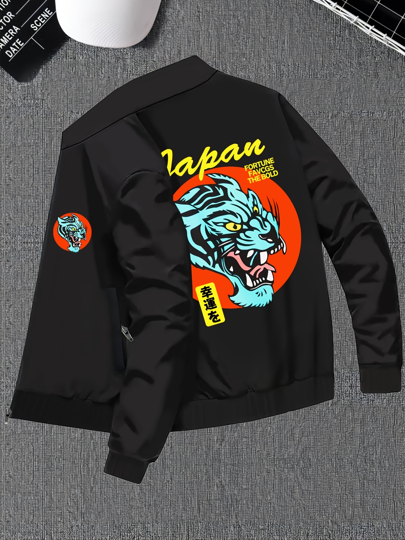 Hip Hop Baseball Jacket Coat Men Tiger Head Letter Embroidery