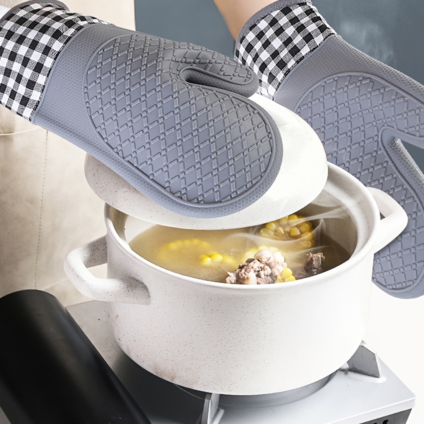 1 pza Manoplas de silicona para horno, almohadilla de aislamiento térmico,  guantes de horno y microondas de estilo nórdico, guantes de cocina para hor