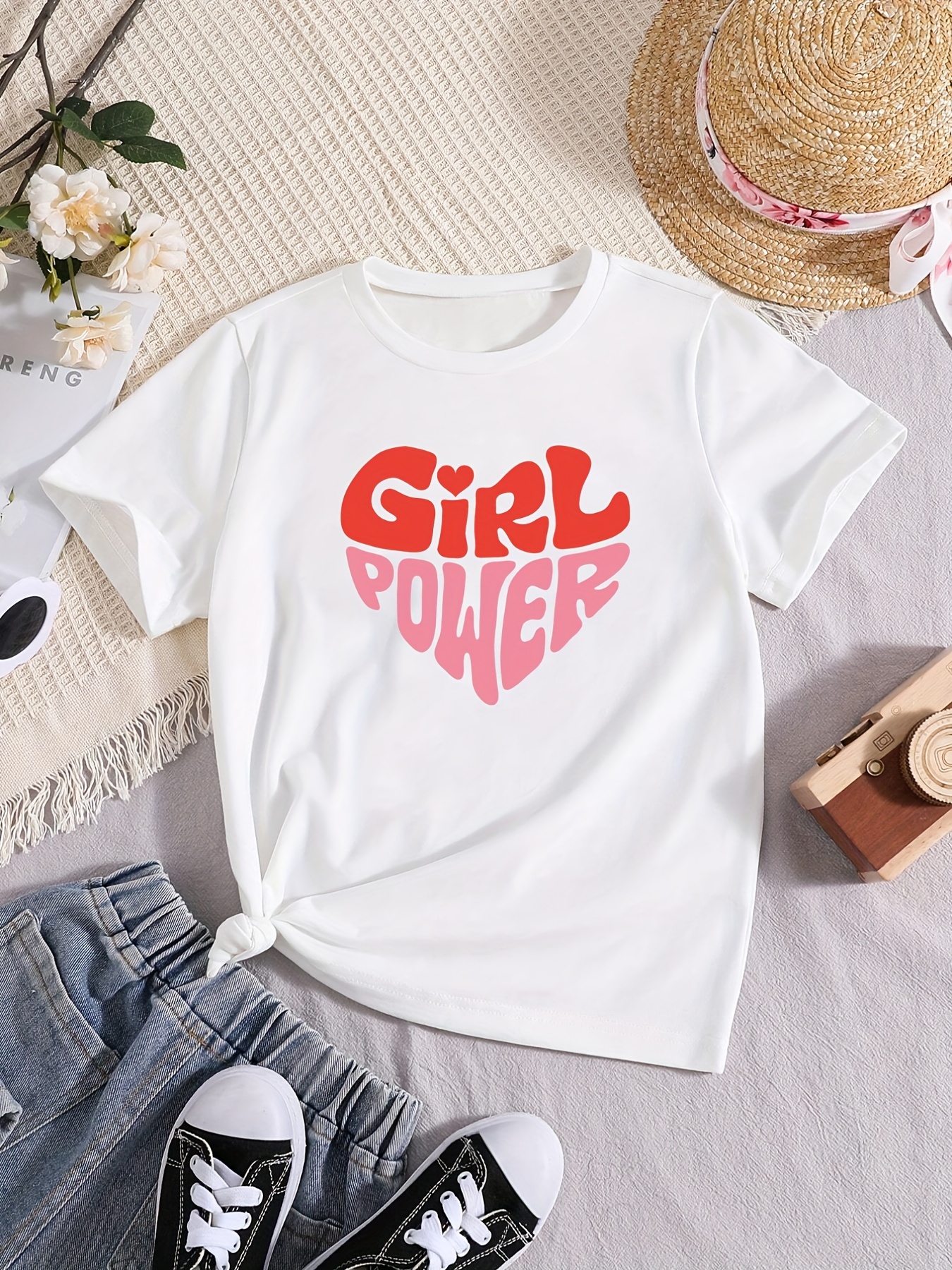 Girls Short Sleeve Girl Power Graphic Tee