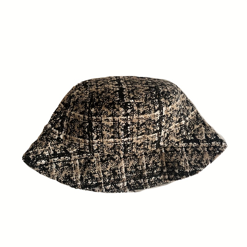 Trim Plaid Bucket Hat Men's And Women's Versatile Pentagram Face