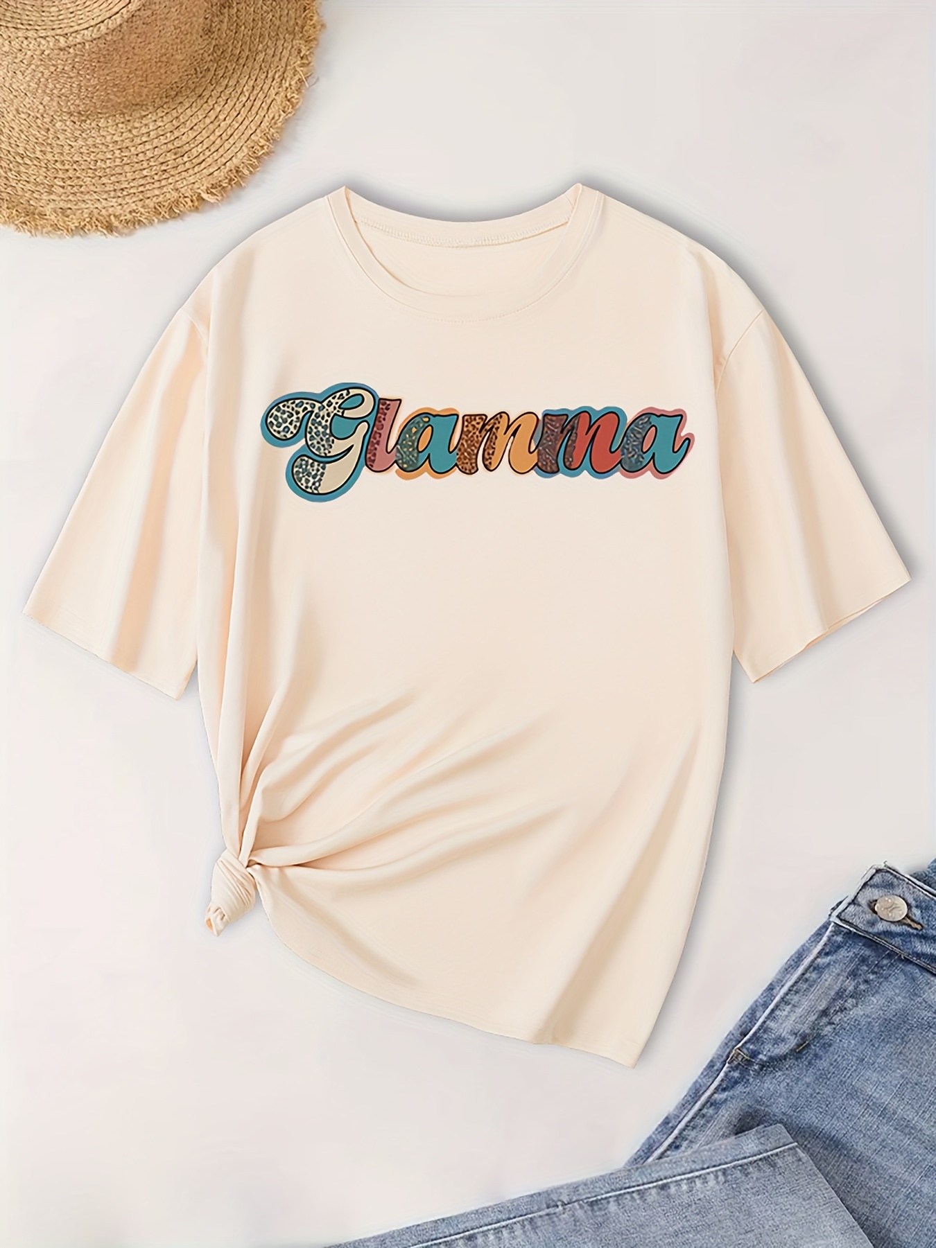 Letter Print T shirt Short Sleeve Crew Neck Casual Top - Temu New Zealand