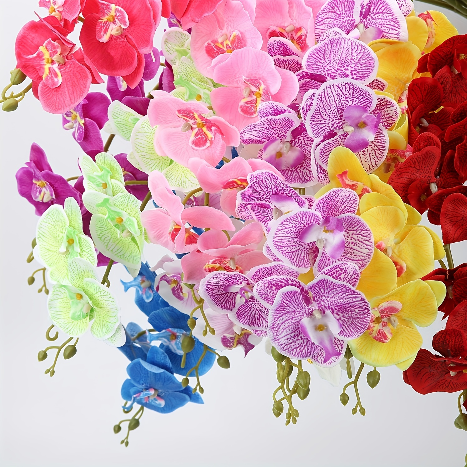 Fiori artificiali Orchidee finte con vaso di fiori - Composizioni floreali  di Phalaenopsis Bonsai Orchidee Phalaenopsis con foglie Stelo Decorazione