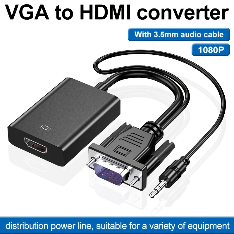 Adaptador VGA Macho a HDMI Hembra Full HD Convertidor con Audio