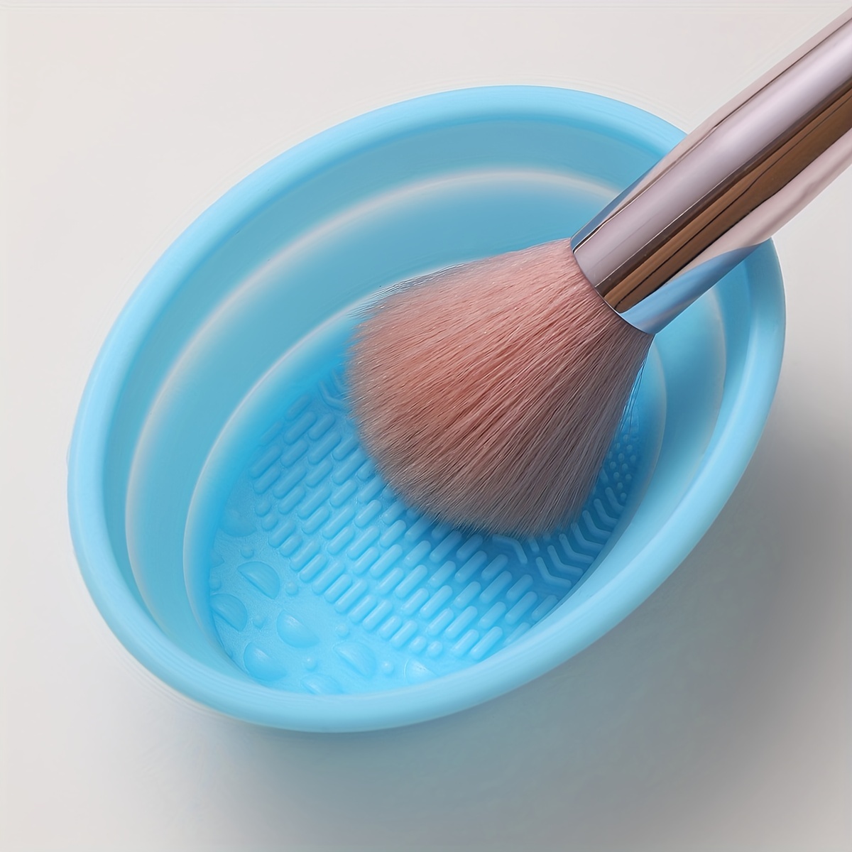 1PCS Blue Pen Brush Washing Bowl, Silicone Makeup Cleaning Brush