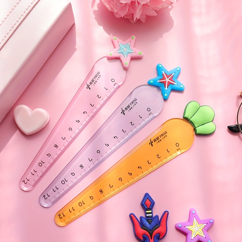  4 Pcs Cute Rulers Acrylic Ruler 6 Inch Lovey Flower