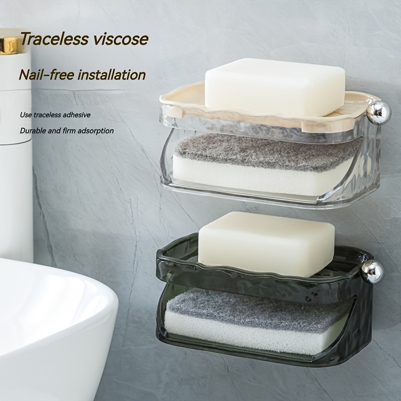 Wall-mounted Soap Holder With Drainage, Traceless Adhesive Soap