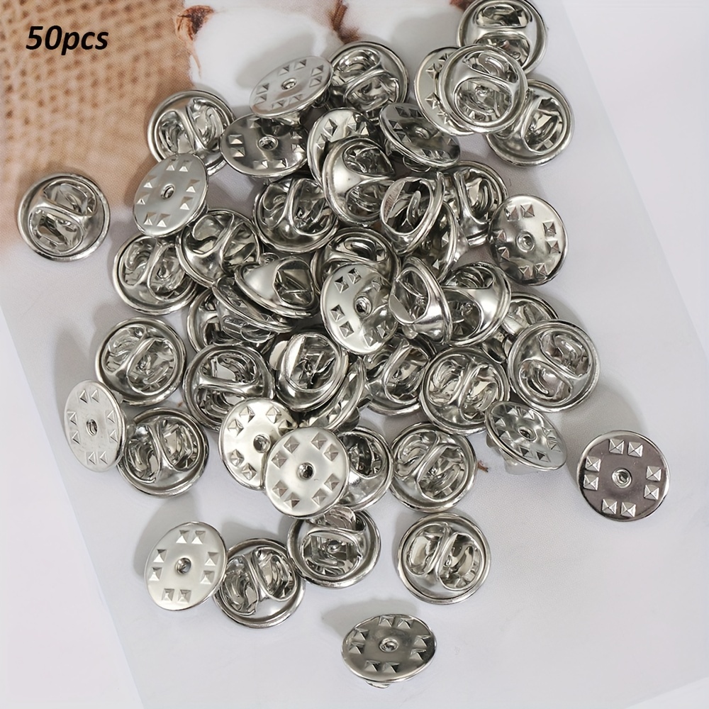 50pcs Brooch Base Metal Pins Pins Back Silver Color Locking Clasp Pin  Holder Jewelry Accessories for Jewelry Findings