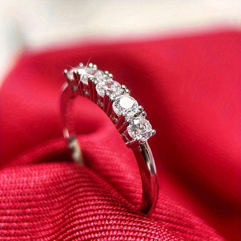 Women's Silvery Faux Diamond Eternity Ring Wedding Band for Bride