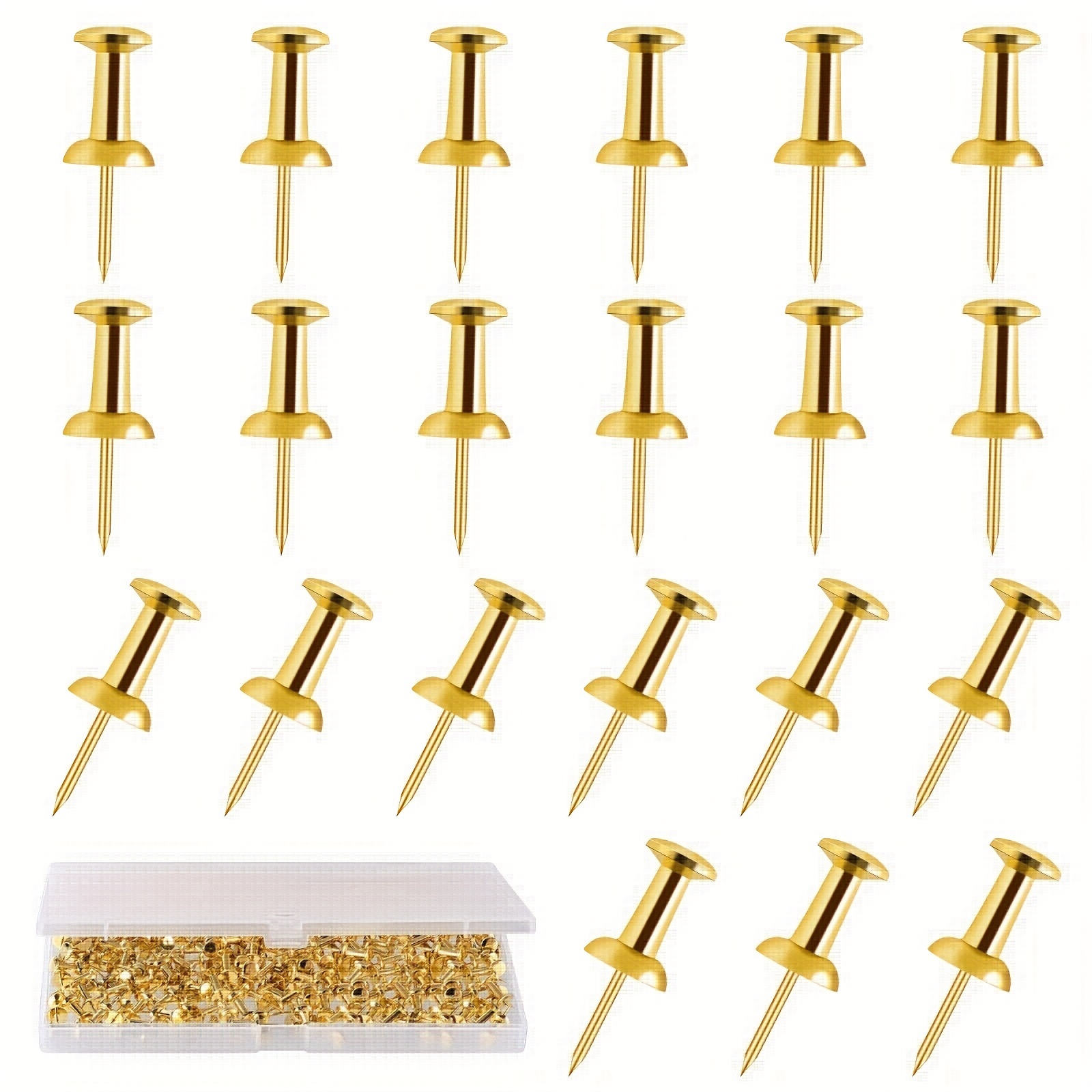 100pcs Golden Push Pins Standard Plastic Golden Thumb Tacks For Bulletin Board