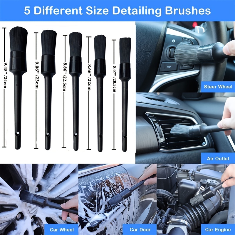 9" Tire Cleaning Brush Nylon Bristle with Handle For Auto