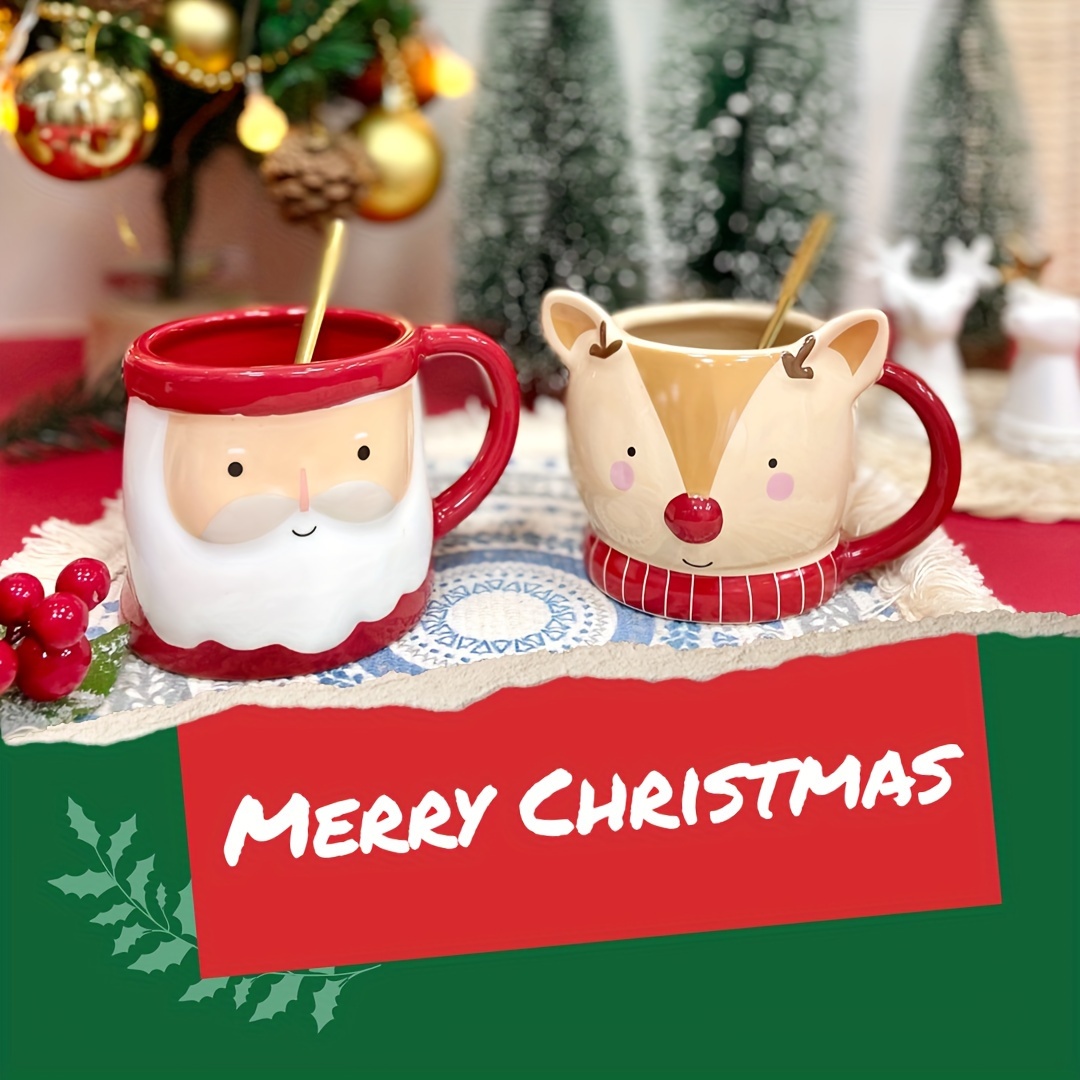 Christmas Ceramic Coffee Mug Classic Santa Claus Beverage - Temu