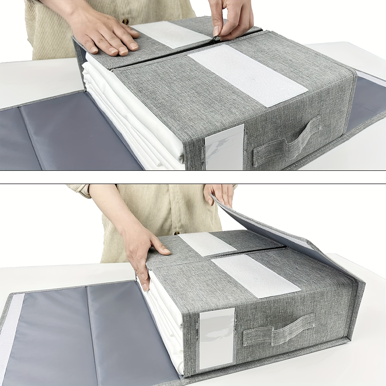 Large Capacity Storage Bag With Handles Visible Window Under - Temu