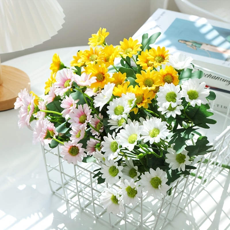2pcs Artificial Daisy Flower, 42 Forks Daisy Flower, Real Touch Faux  Flowers, Chamomile Bouquet Fake Flower For Home Room Office Decor, Flower  Arrange