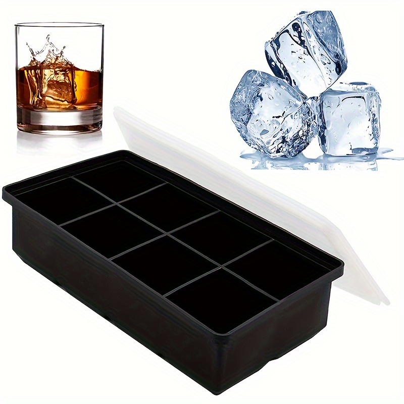 Ice Cube Tray, 1 Pc Silicone Ice Cube Trays, 8 Ice Cubes, Large Square Ice  Cube