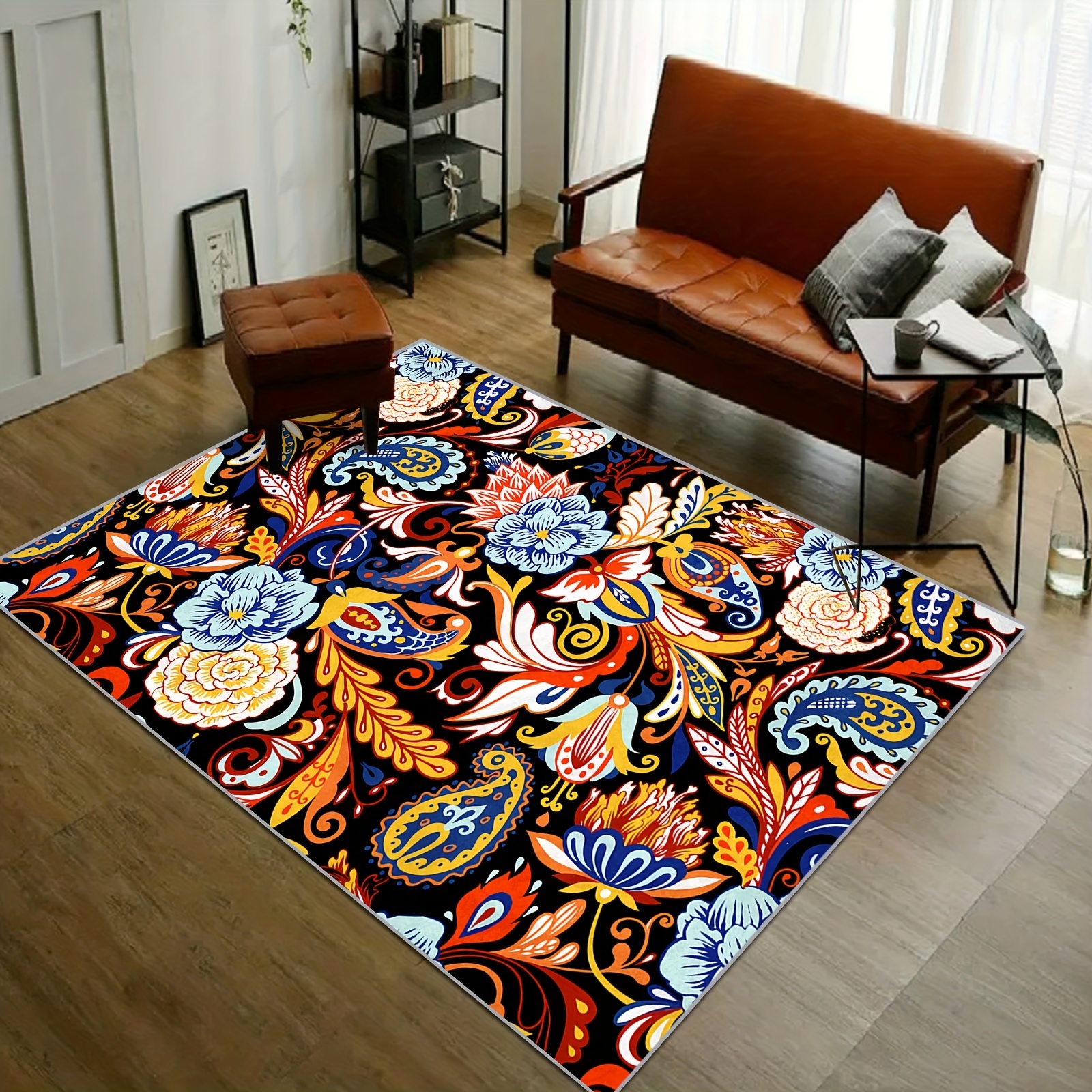 Boho Floral Floor Mat Home Entry Door Floor Mat Living Room - Temu