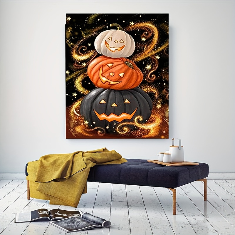 Canvas Wall Art for Living Room, Fall Floral Pumpkin Framed Wall Art  Printed Modern Wall Painting for Bedroom Kitchen Office Decor Ready to Hang