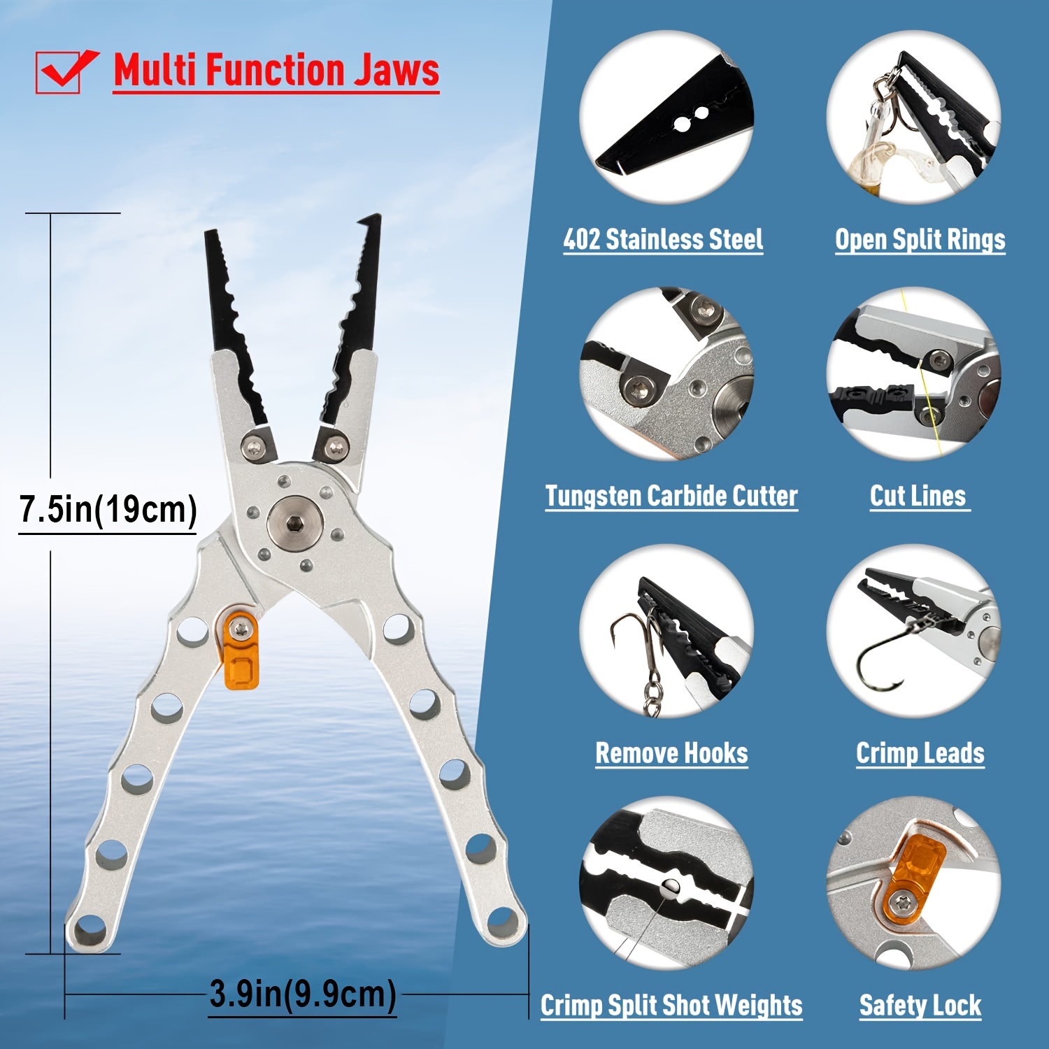 Aluminum Alloy Lipgrip Floating Fishing Pliers Catfish Controller Holder  Adjustable Fishing Pliers Controling Tools Accessry