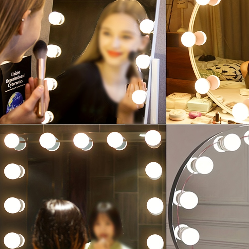 Espejo de tocador con luces, espejo de maquillaje iluminado, espejo de  maquillaje Hollywood con 9 bombillas regulables y 3 modos de iluminación de