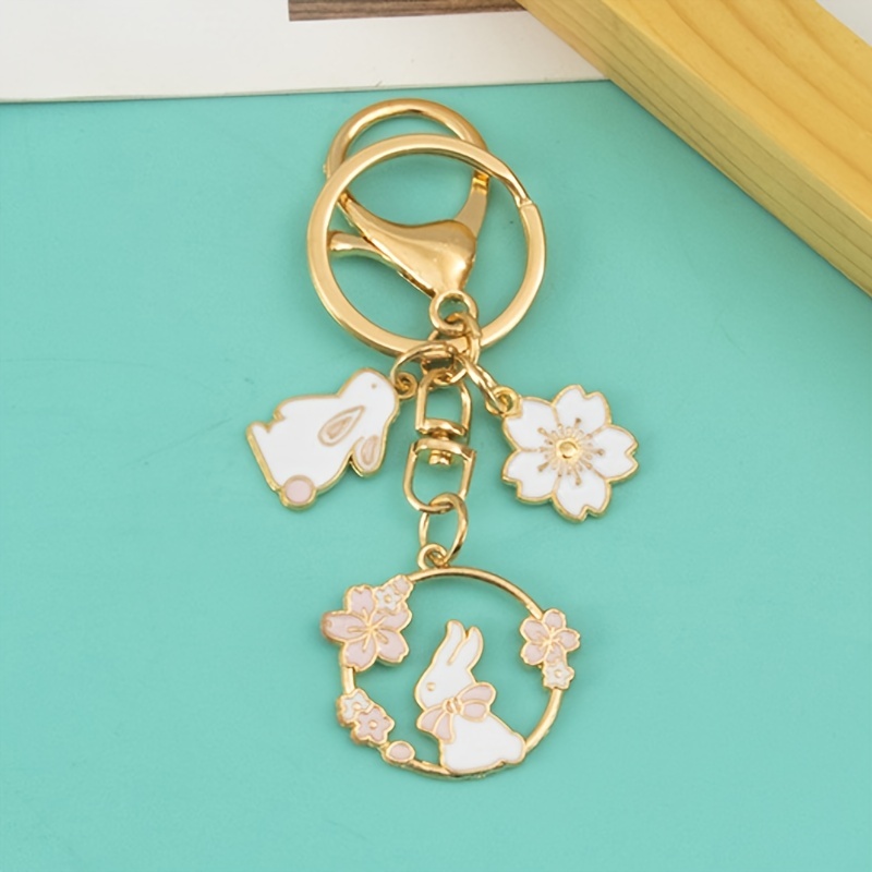 Cat Rabbit Bunny Keychain Women Men Cherry Keyring Car Bag Flower Pendent  Charm Key Holder Accessories - Temu Bahrain