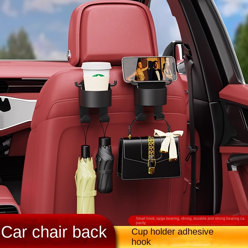 Multifunctional Hook for Car Seat Back, 2024 New 3 in 1 Car Seat Headrest  Cup Holder with Hooks Car Seat Cup Holder, Car Back Hanging Mount Cup