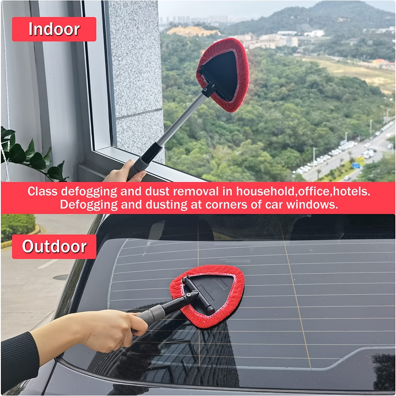 Windshield Window Cleaner Tool, Unbreakable Extendable Long-Reach