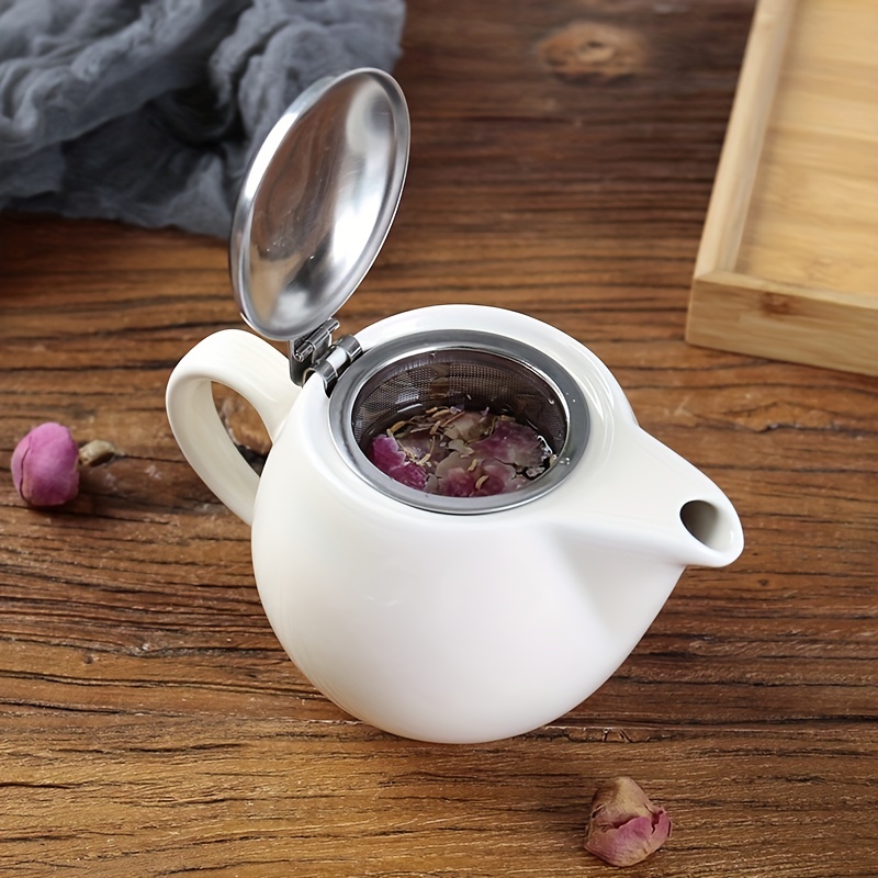 Sweese Teteras para té, tetera de porcelana de 27 oz con infusor extraíble  de acero inoxidable, teteras para té suelto - blanco, 221.101